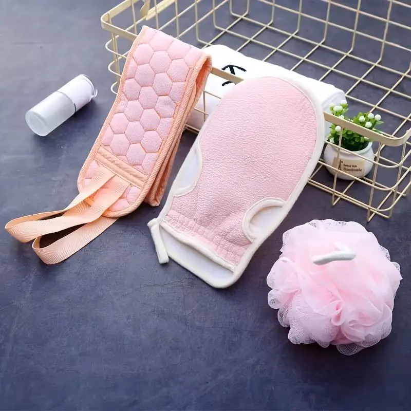MORESUN 3 Parça Peeling Pembe Banyo Seti