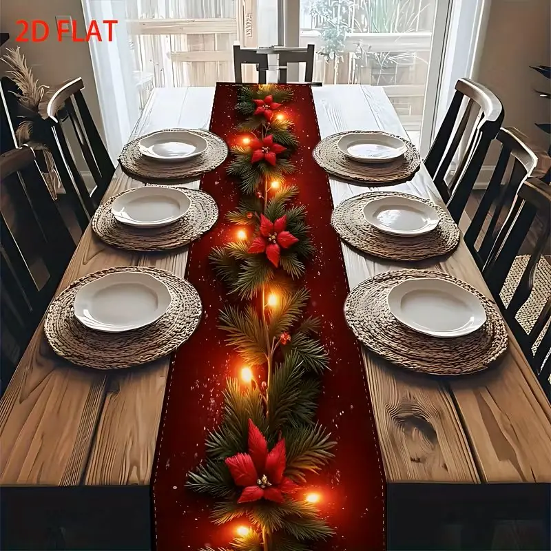 Moresun Yıl Başı Konsepti Atatürk Çiçekli Noel Masa Koşucusu