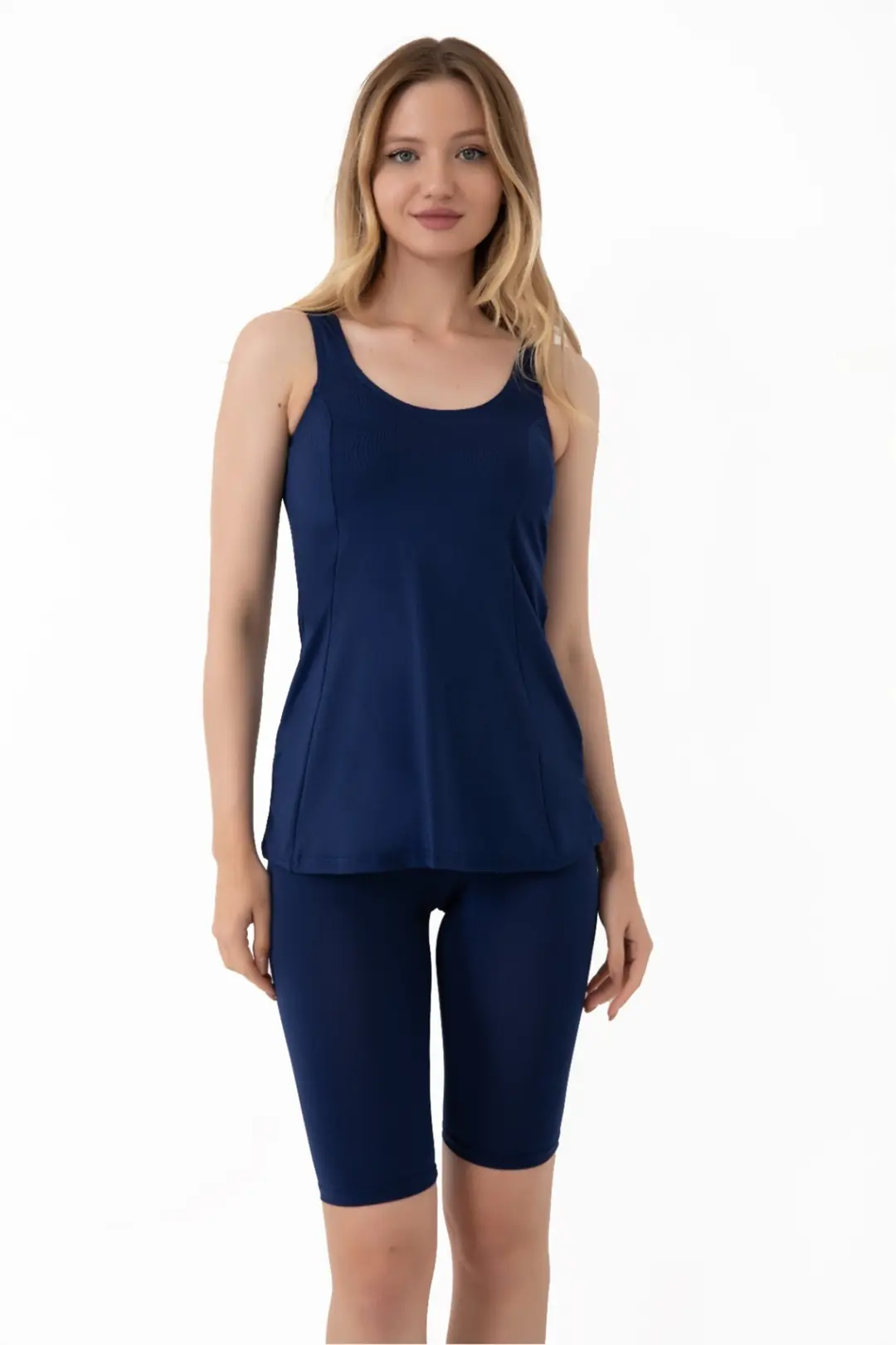 Moresun Lacivert Taytlı Tankini Mayo Micro Kumaş Tesettür Mayo - MR2025-44