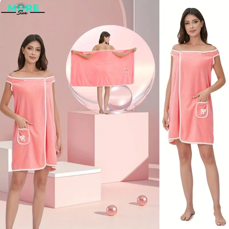 MORESUN Cepli Yumuşak, Emici, Hızlı Kuruyan Kadın Pembe Plaj, Banyo Havlusu