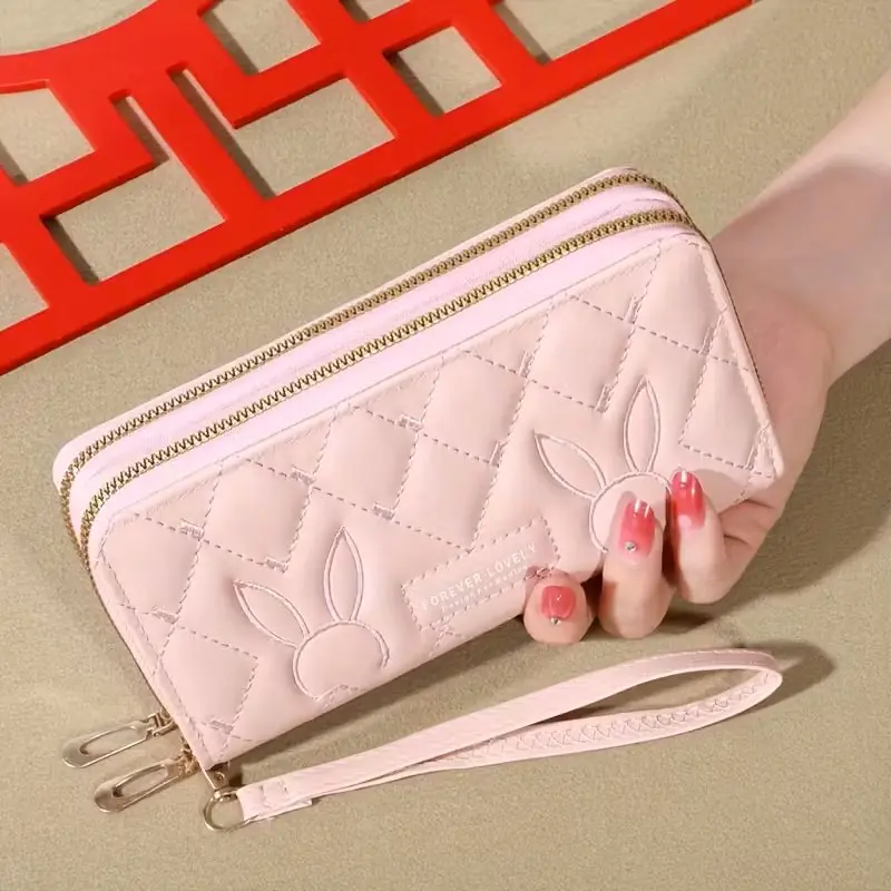 MORESUN Kadın Moda Geniş Uzun Pembe Cüzdan
