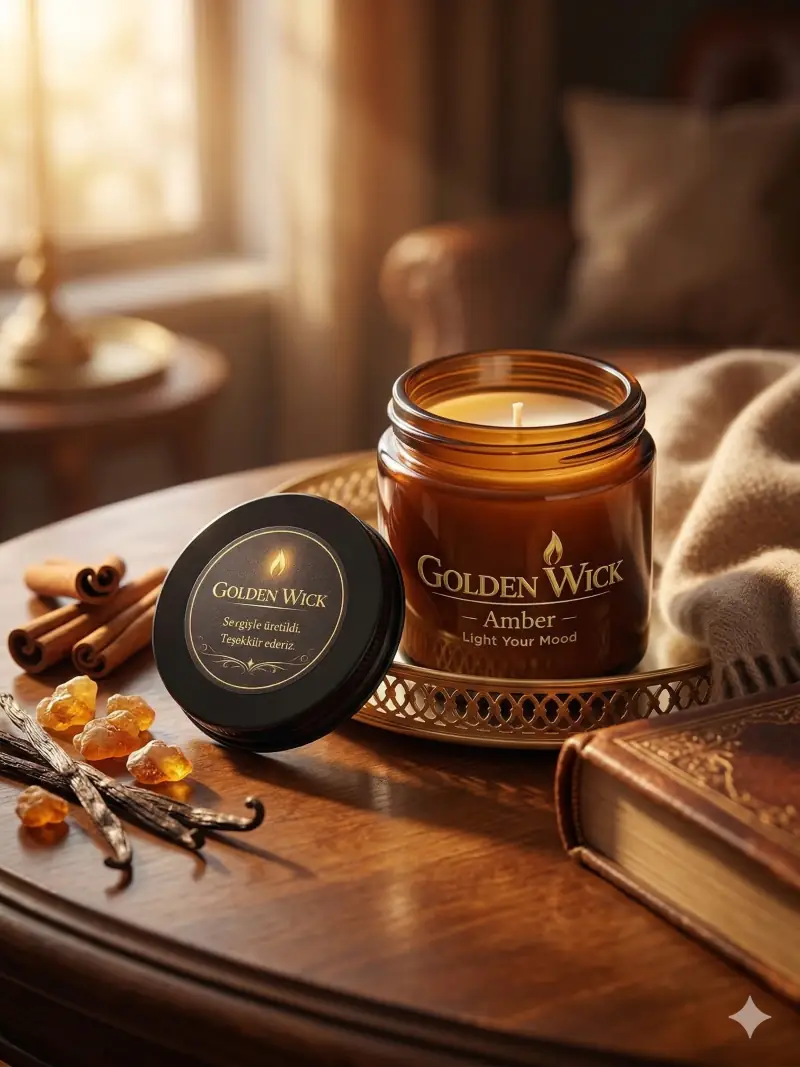Golden Wick Amber Kokulu %100 Doğal Soya Wax Mum 100 cc
