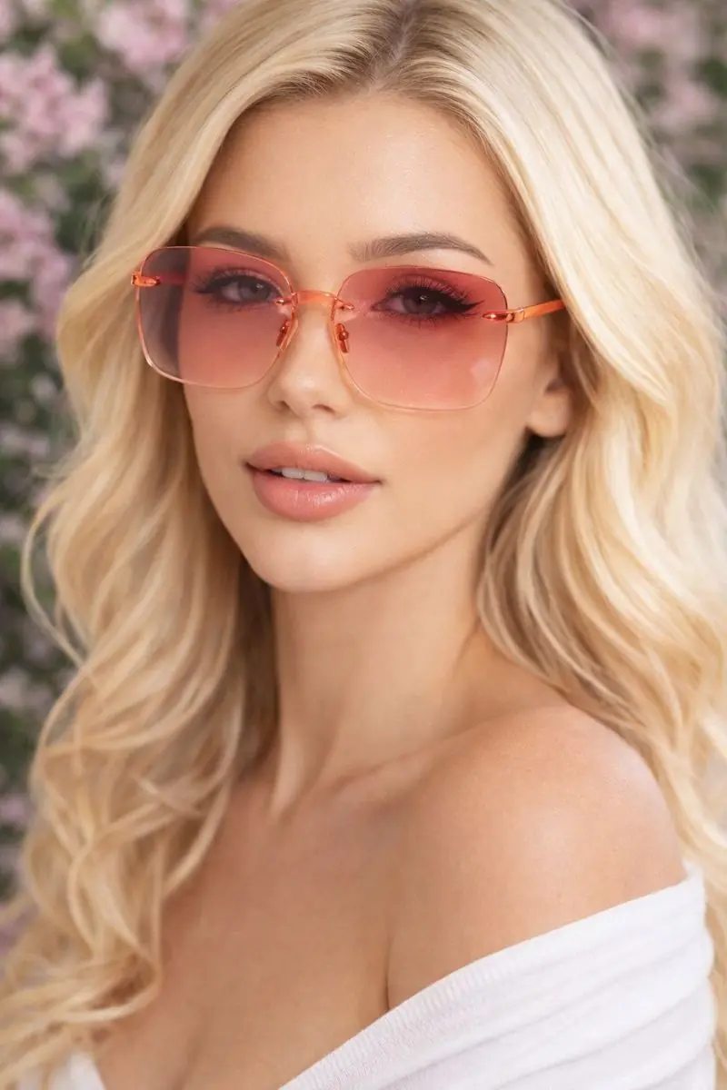 MORESUN Moda Kadın Gözlüğü Kaplama Olmayan Çerçevesiz Pembe Gözlük