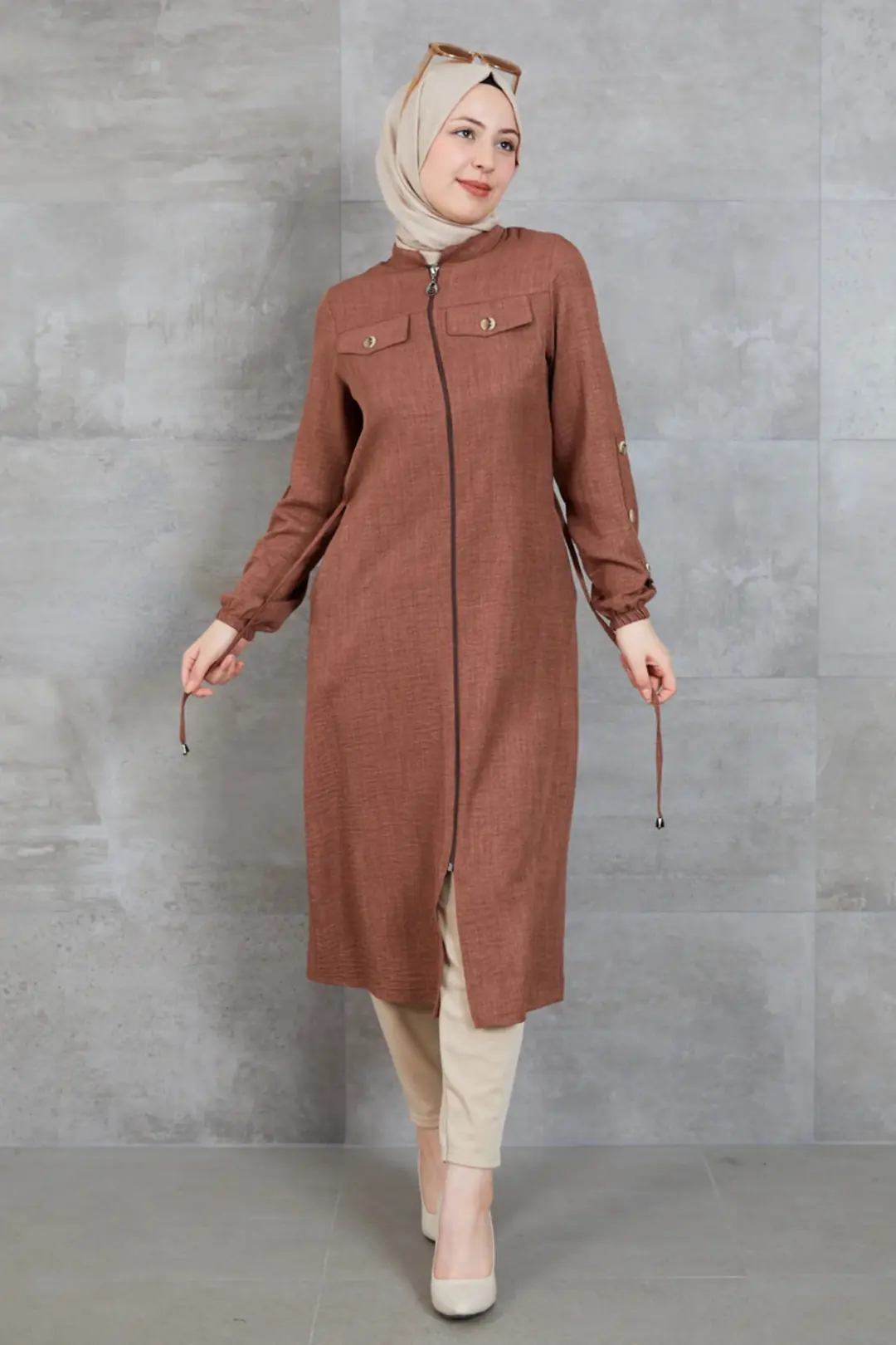 Moresun Kadın Kahve Tonu Slimfit Tunik Fermuarlı Likralı Tesettür - a626b9bc-fdbf-4be1-9a06-ebccb2593a3f